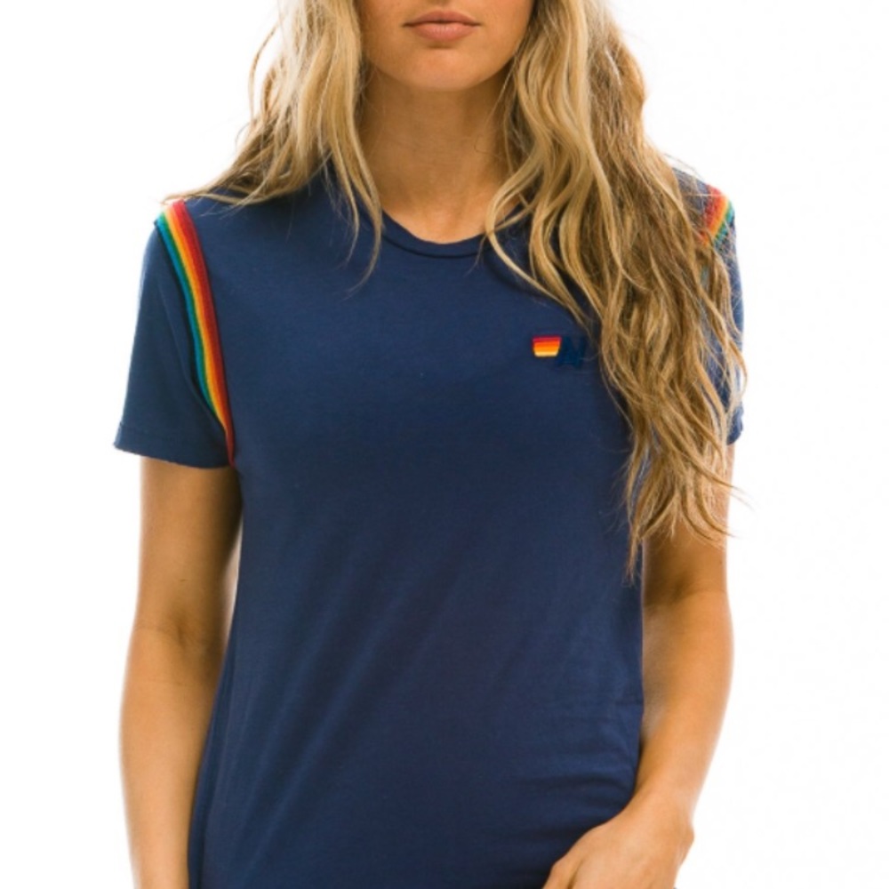 Aviator Nation Blue Rainbow Tee